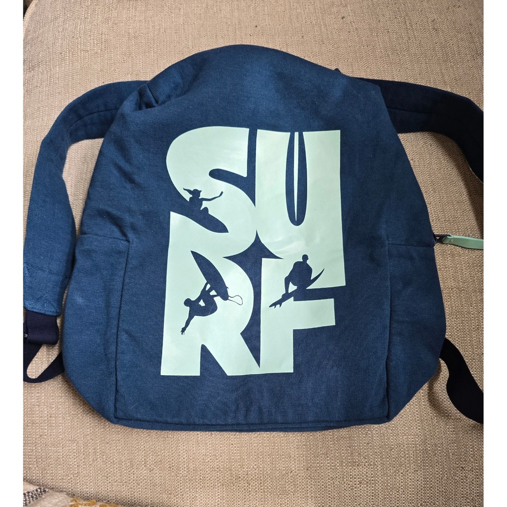 Il Gufo Girls Midnight Blue Jersey Surf Graphic Backpack NWT Luxury Kids Bag